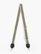 Adjustable Nylon Webbing Crossbody Strap in Black & Cream Checker