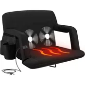 Luxurious Reclining Heated+Massage Stadium Seat with Armrests