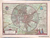 1588 - Leuven, Belgium - Lovanium, Brabanticarum urbium caput, unica Musarum ac præsantissimarium artium sedes, optatissimumque domicilium. - Antique Map
