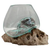 Glass Planter & Wood Base