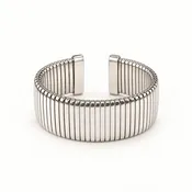 Flat Open Ribbed Cuff - Silver