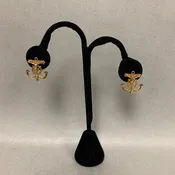10K Gold Crucifix Anchor 1" Stud Earrings (3.7g)