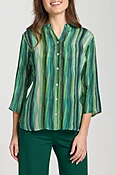 3/4 Sleeve Mandarin Collar Button-up Shirt