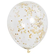 Clear with Gold Confetti Latex Balloon 12 inch Inflated