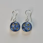 Blue Flower Circle Earrings
