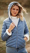 CHEVRON QUILTED PUFFER COAT WITH COZY FLEECE LINING