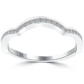0.26 Carat Custom Curve Matching Diamond Wedding Band Ring 18k White Gold