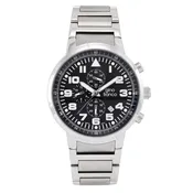 Gino Franco Mens 45mm Stainless Steel Chronograph Stopwatch with Stainless Steel Bracelet