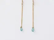 Delicate Drop Earrings w/ Apatite & Seed Pearl — Lexaco