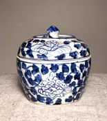 Vintage blue and white Lidded Jar