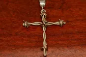 Barbed Wire Cross Pendant in Brass - Large