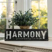 24" HARMONY Metal Sign - Black Inspirational Wall Decor by Ragon House