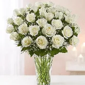 3 Dozen White Rose Vase