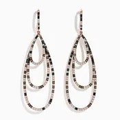 14K Rose Gold Espresso, Black, and White Diamond Cascading Teardrop Statement Earrings