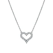 14K White Gold Open Diamond Heart Necklace — Zoland