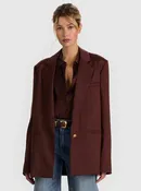Alice + Olivia - Ronan Oversized Boxy Blazer - Dark Chocolate