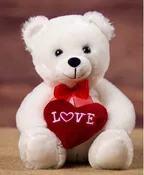 10" WHITE BEAR WITH LOVE HEART