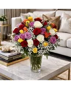 4 Dozen Mix Color Roses- Round