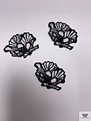 Blooming Poppy Embroidered Organza Applique Set - Black / White