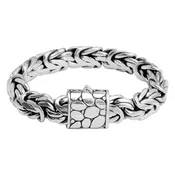 15mm Borobudur Bali Sterling Silver Statement Bracelet with Boulder Design Barrel Clasp