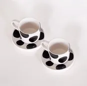 Espresso Dots Cup & Saucer, Set of 2