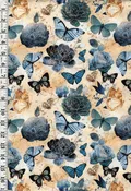 *Asian - Gilded Wings - Butterflies, Peonies & Roses - 5076-03 - Soft Butter Yellow - By the Half Yard