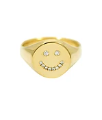 HAPPY OR SAD Face Signet Ring - 14K Gold