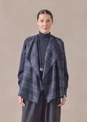 alpaca wool mix a-line drape front waistcoat - mid plus (navy)