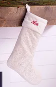 Plush & Glitter | Ivory with Gold personalized Christmas stocking by MerryStockings