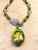 African Jade & Yellow Glass "Tree of Life" Necklace — Olgas Treasures