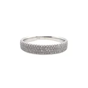 14k White Gold 4-Row Pave Diamond Half Band