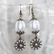 pearl bronzed bauble earrings