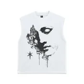 Abstract Face Graphic Sleeveless Shirt