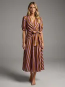 Abstract Stripes Poplin Midi