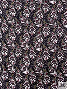 Blooming Leaves Matte-Side Printed Silk Charmeuse - Black / Off-White / Turmeric / Deep Raspberry
