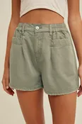 Raw Edge Hem Denim Shorts WL24-9511