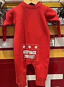 Baby red onesies KEEP BACK 200 FEET