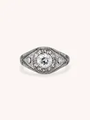 Art Deco Marcus & Co. Old European Cut Diamond Dome Vintage Engagement Ring, America