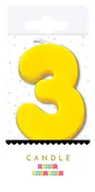 3 Neon Number Candle Yellow