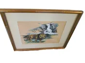 41124 THE KINGS LAST STAND Water Color Margerey Scheffler 1964 ?? Lion KING