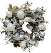 24" Castle Peak Decorated Wreath with Battery Powered Lights
