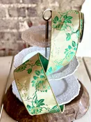 4” Floral Jacquard, Green -SOLD BY THE YARD