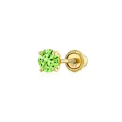 14K Gold CZ Birthstone Colors 3MM Solitaire Cartilage Ear Stud Earring 1PC