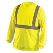 OccuNomix ANSI Class 2 Long Sleeve Birdseye Moisture Wicking T-Shirt, Yellow