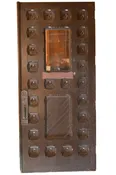 eight foot four inch oak heavy duty entry door with glass — Architectural Antiques