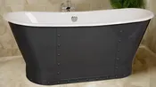 Colton (Black) 67-inch Riveted Cast Iron Skirted Double Slipper Bathtub