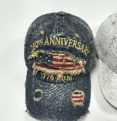 250th Anniversary USA Flag Embroidered Denim Baseball Cap