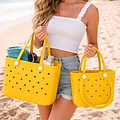 1686+1687 YL Structured Rubber Tote Beach Bag Set (2 N 1)