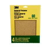3M Aluminum Oxide Sandpaper, 60 Grit, 11.00 in x 9.00 in (4 Pack)