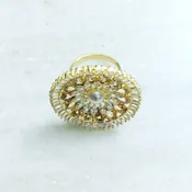Crystal, Gold Stone &amp; Pearl Dome Ring  — SANDHYA RAJ